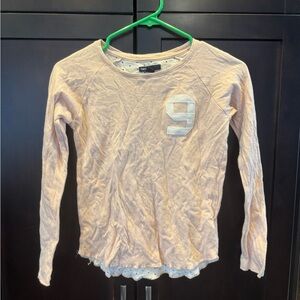 GAP Light Pink Long Sleeve Tee with Number Patch